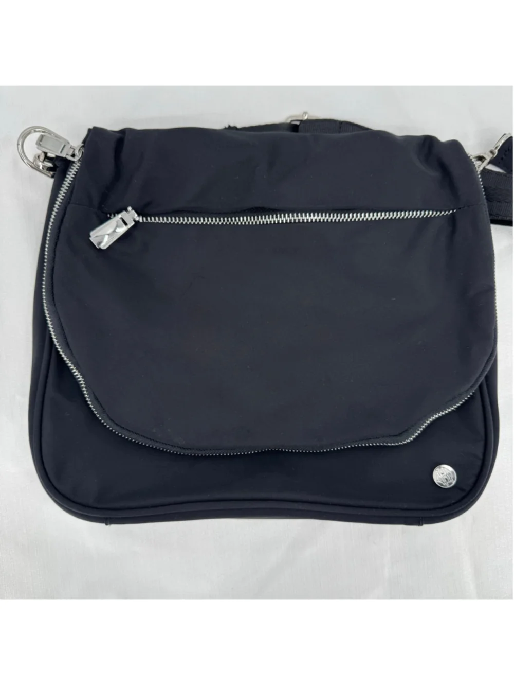 House of Harlow 1960 Crossbody Bag Black Nylon Zip Pockets Quiet Luxury